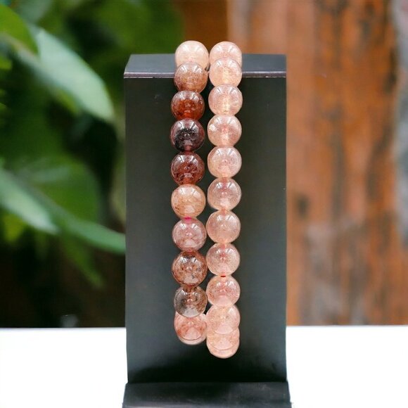 Red Quartz Crystal Gemstone Bracelet Handmade - Picture 6 of 6